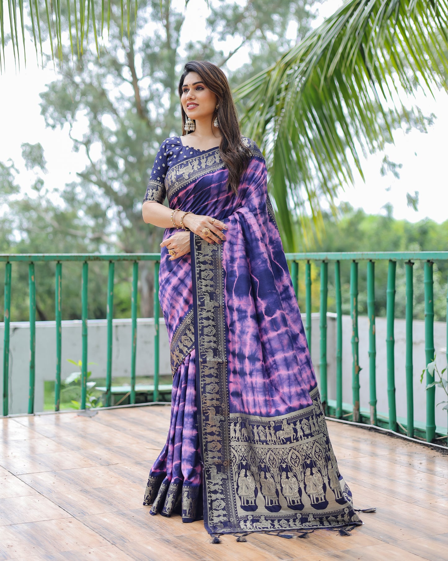 Purple Color Premium And High Quality,Comfortable Sibori Work With Soft Dola Silk Saree