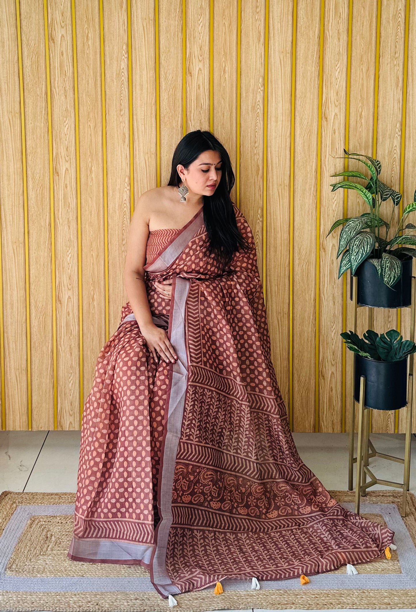 Yellow Color Premium And Rich Quality Soft Linen Cotton Digital Print Saree