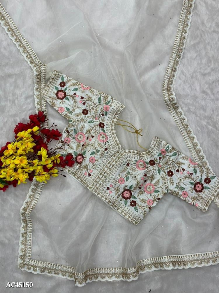 शुद्ध ऑर्गेना साड़ी फैंसी हाथ कढ़ाई अनुक्रम रेजोम मोती, टिकी, लडकन के साथ काम, फैंसी पूर्ण काम ब्लाउज के साथ