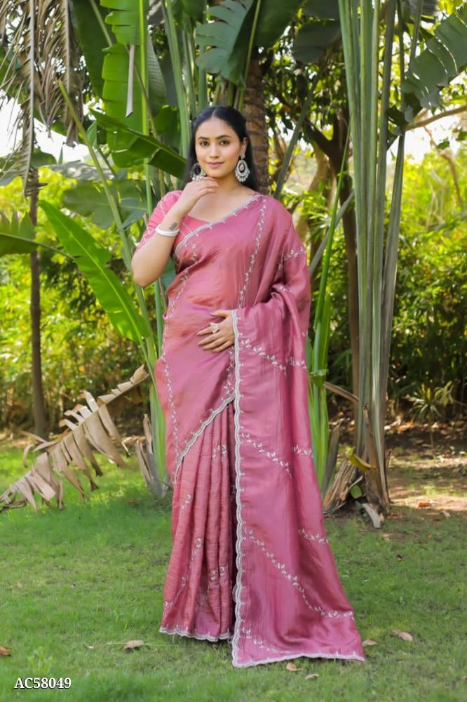 क्रिस्टल ऑर्गेना क्रश फैब्रिक फैंसी हाथ कढ़ाई के काम के साथ