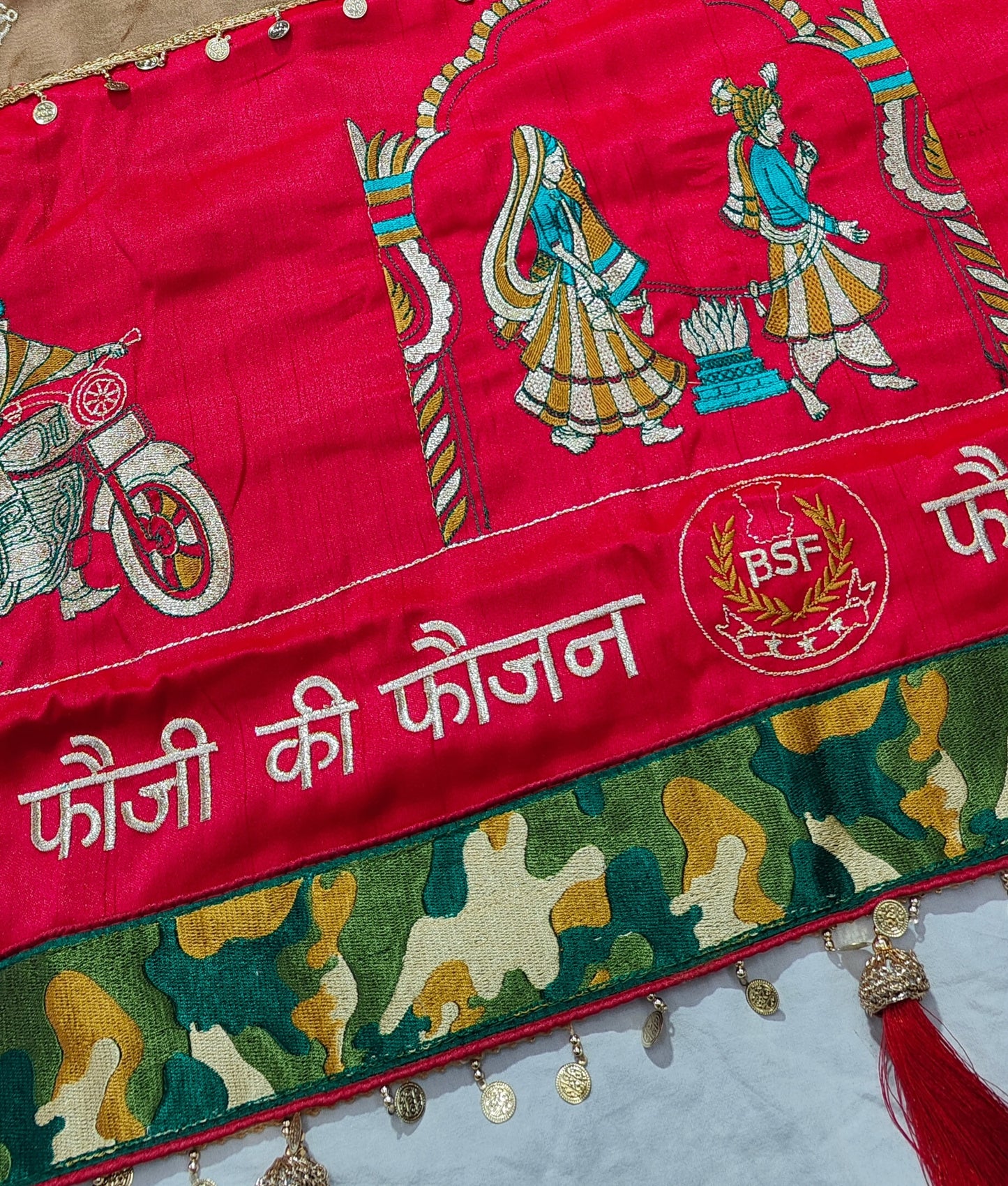 BSF Green Fauji Ki Faujan Premium Edition Theme Saree
