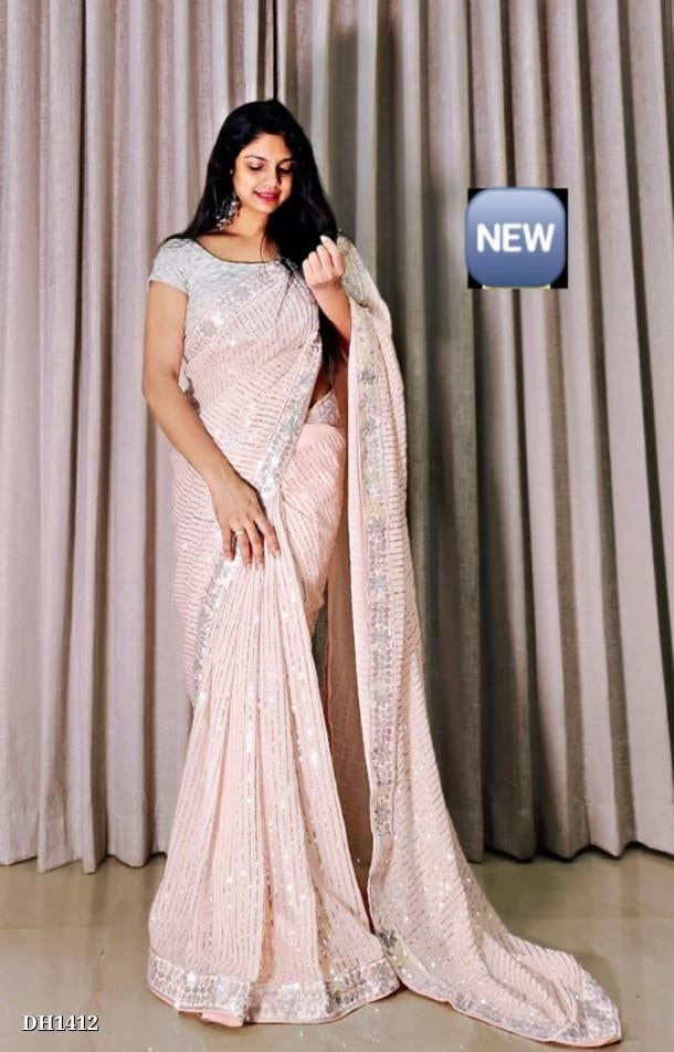 शुद्ध गोरगेट, सेन्क्वेंस लेस के साथ कढ़ाई अनुक्रम कार्य