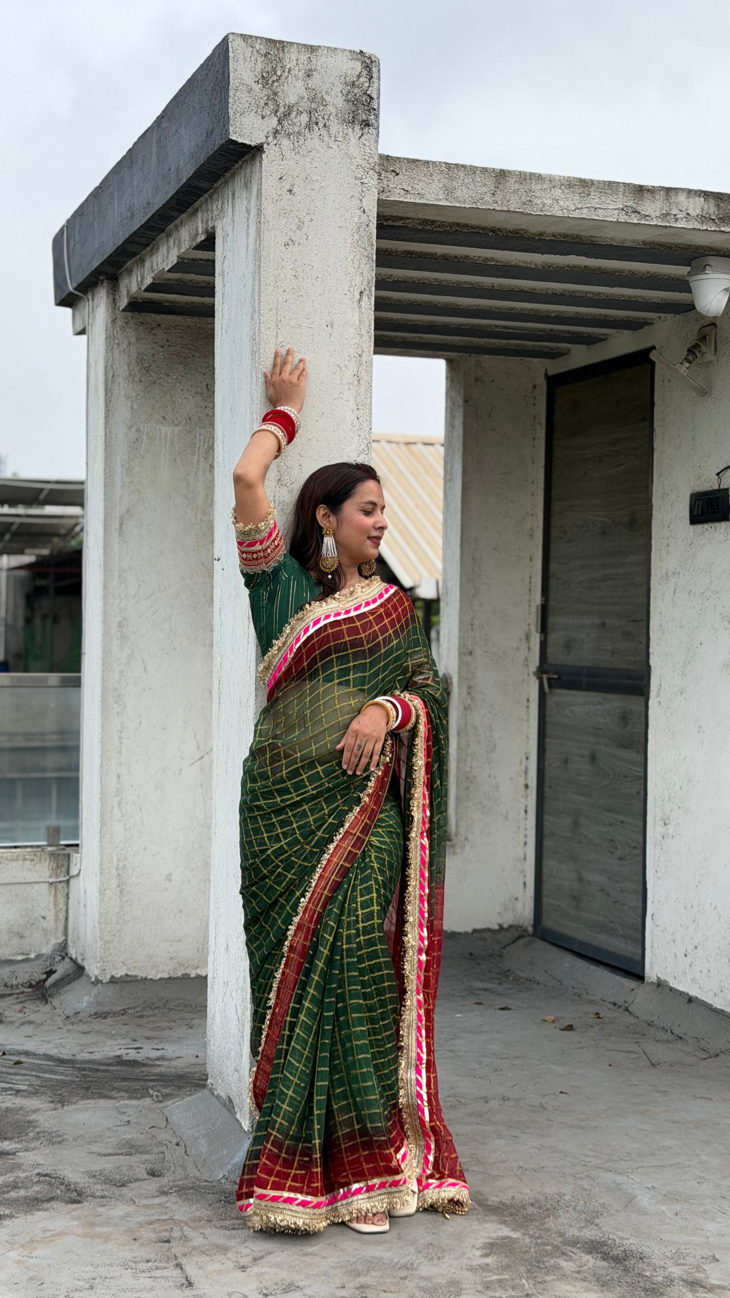 Pure Viscose Green - maroon Colour Ghatchola Saree
