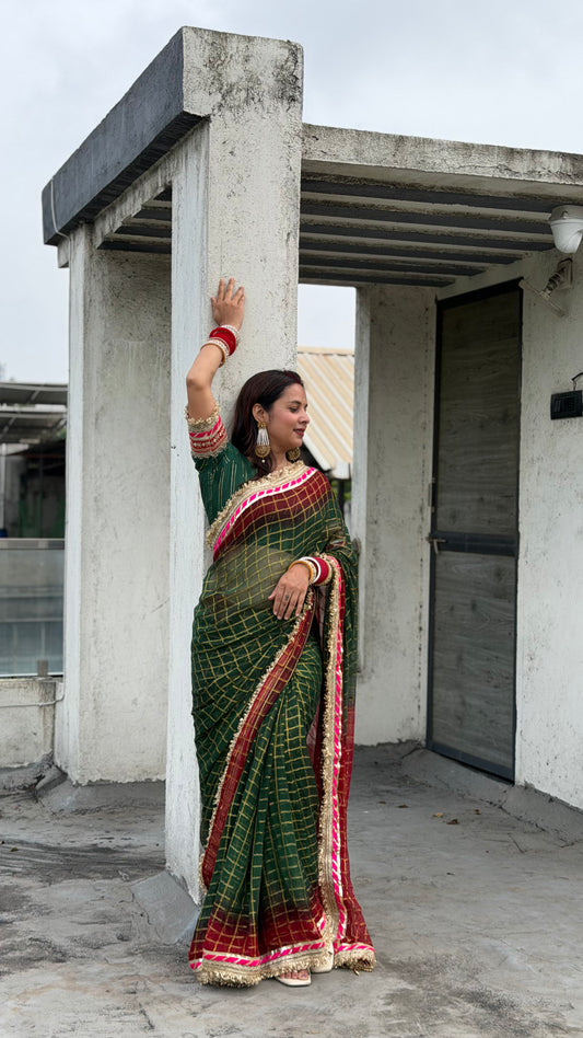 Pure Viscose Green - maroon Colour Ghatchola Saree