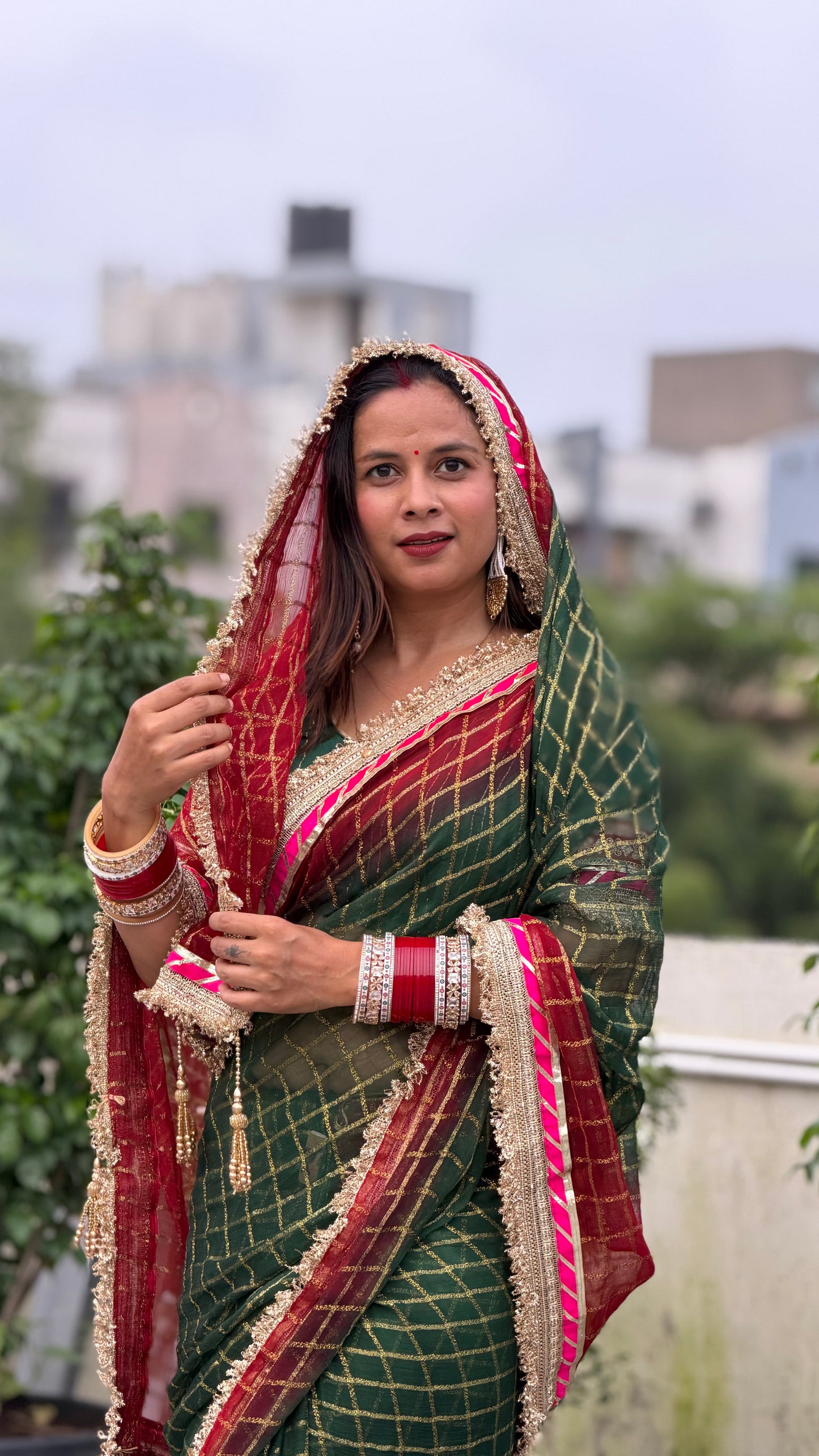 Pure Viscose Green - maroon Colour Ghatchola Saree
