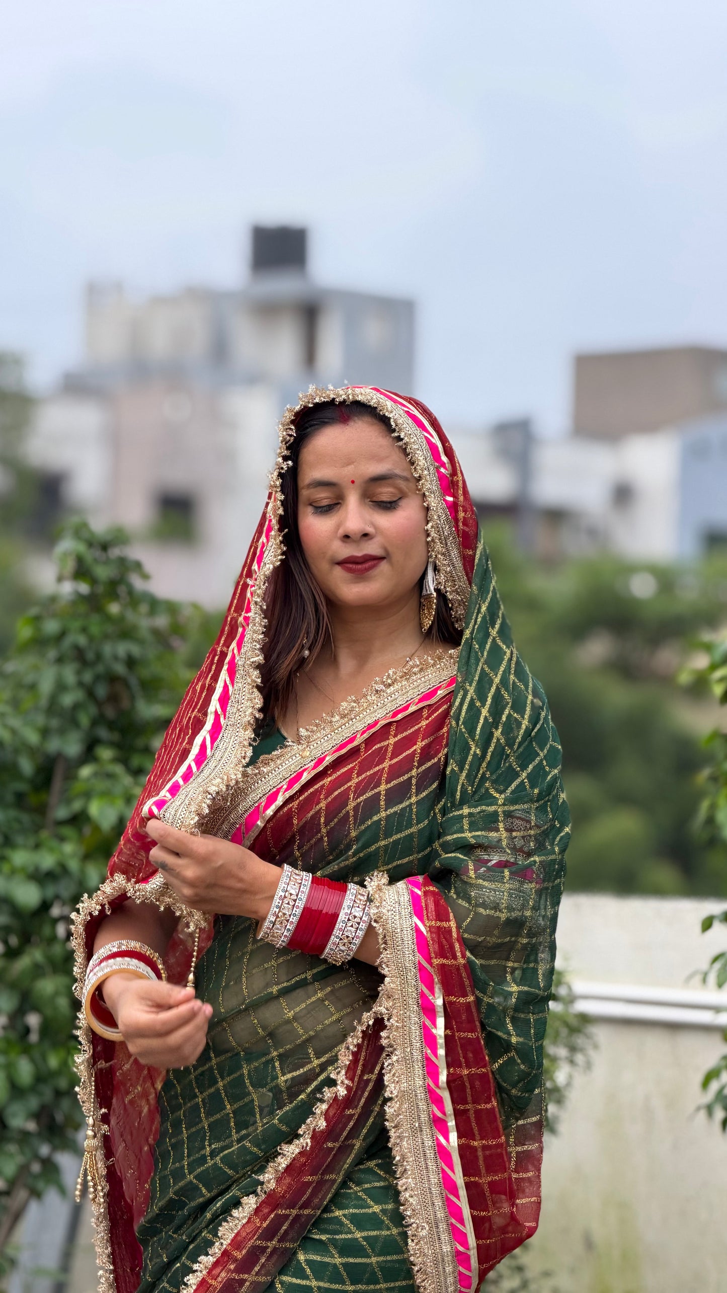 Pure Viscose Green - maroon Colour Ghatchola Saree