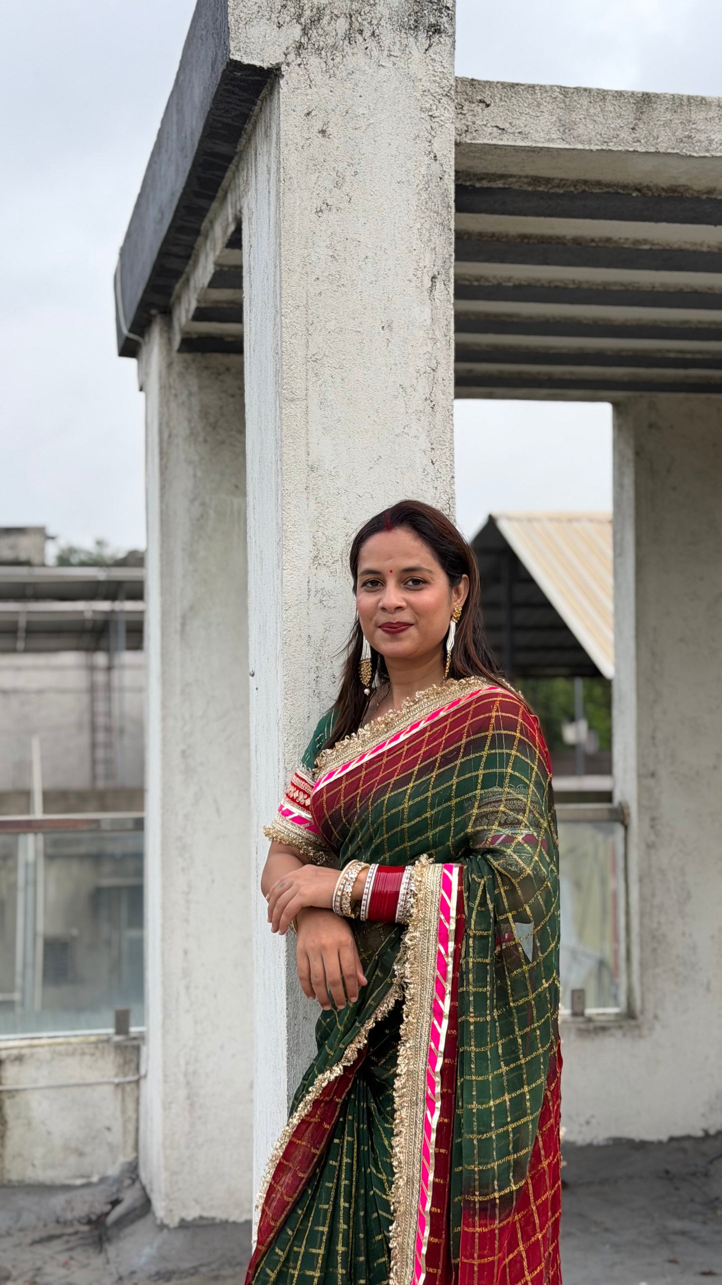 Pure Viscose Green - maroon Colour Ghatchola Saree