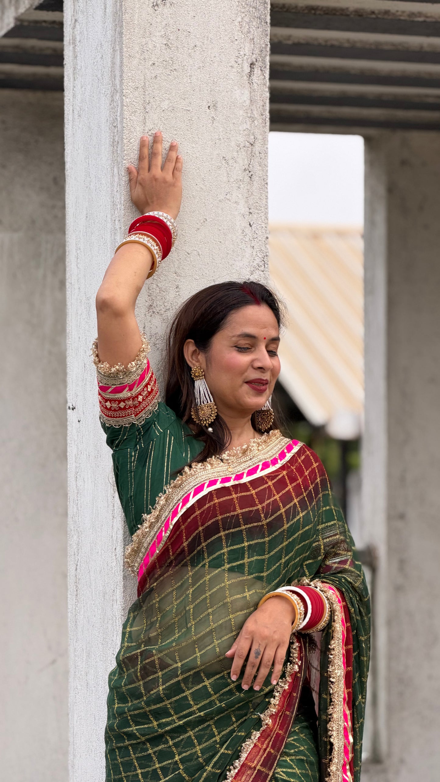 Pure Viscose Green - maroon Colour Ghatchola Saree