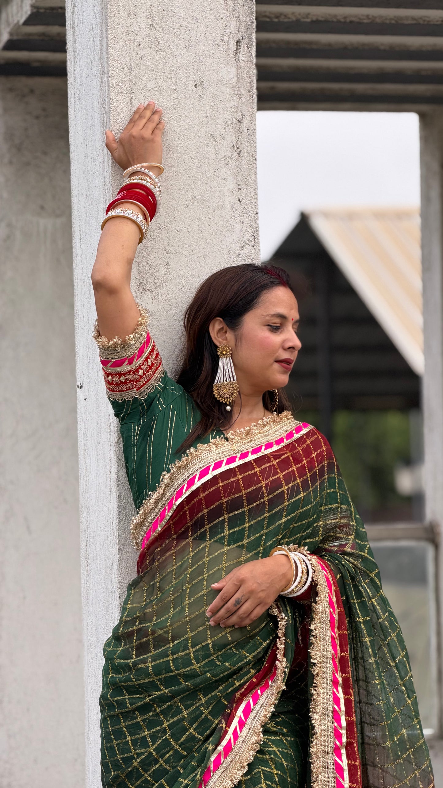 Pure Viscose Green - maroon Colour Ghatchola Saree