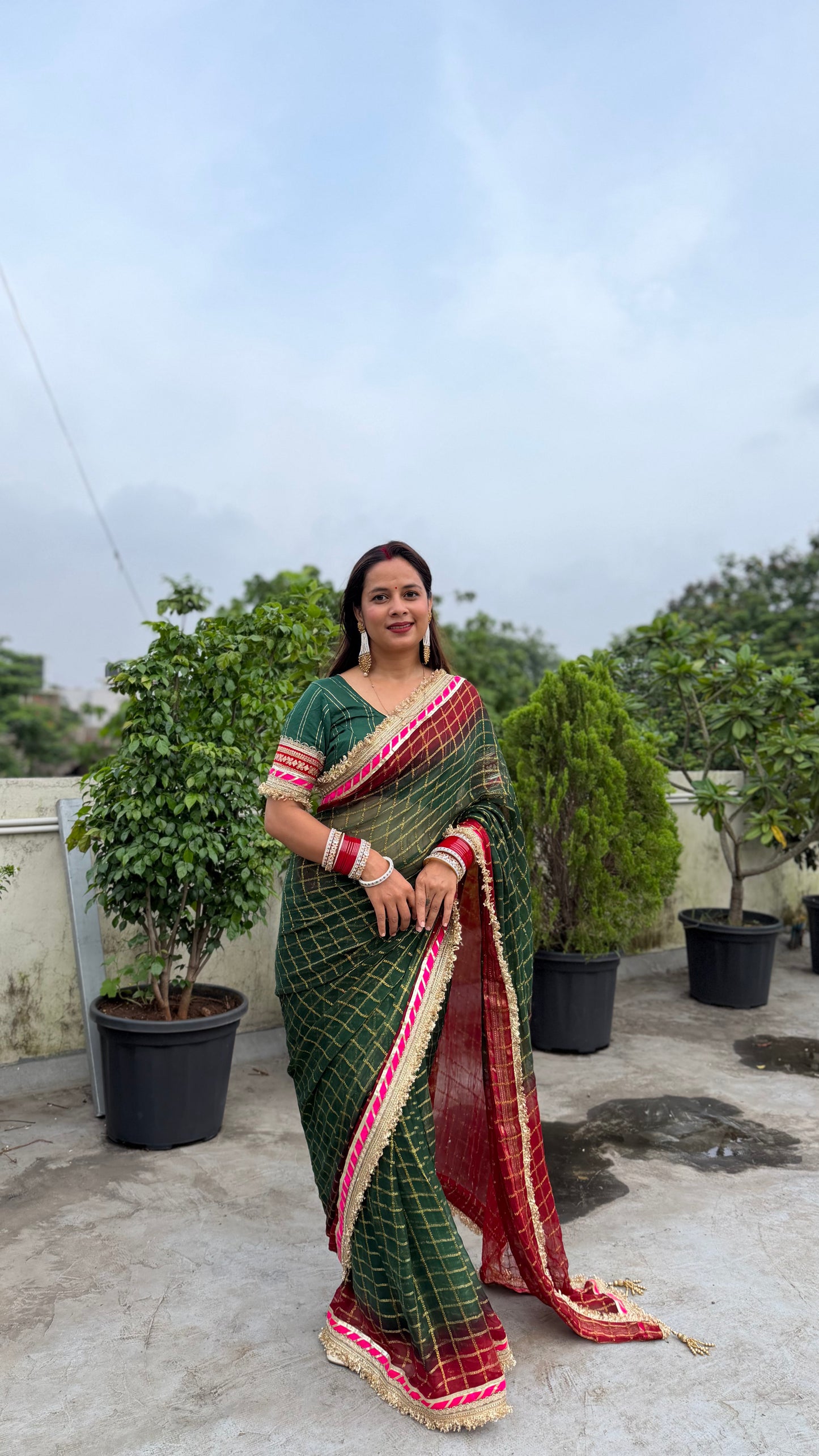 Pure Viscose Green - maroon Colour Ghatchola Saree