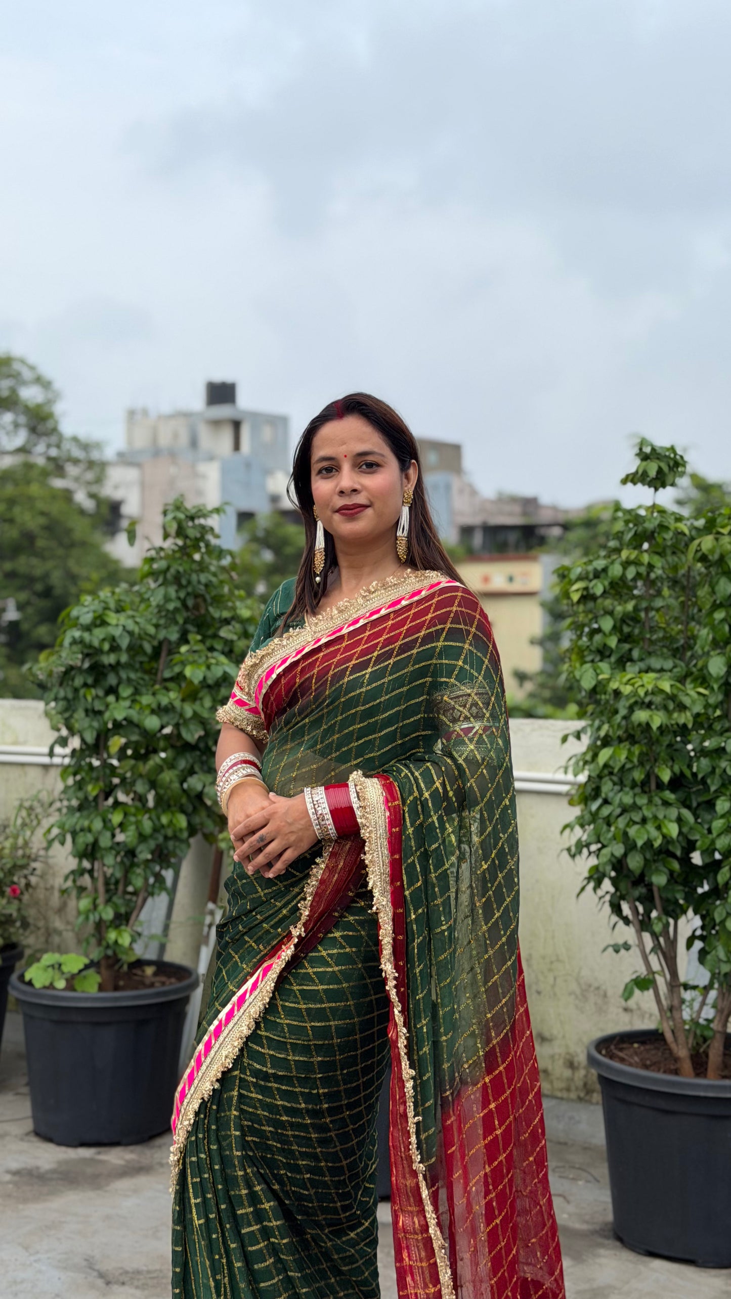 Pure Viscose Green - maroon Colour Ghatchola Saree