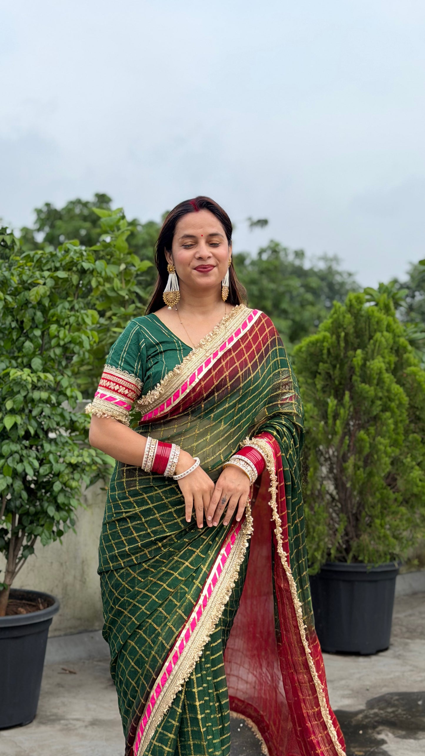 Pure Viscose Green - maroon Colour Ghatchola Saree
