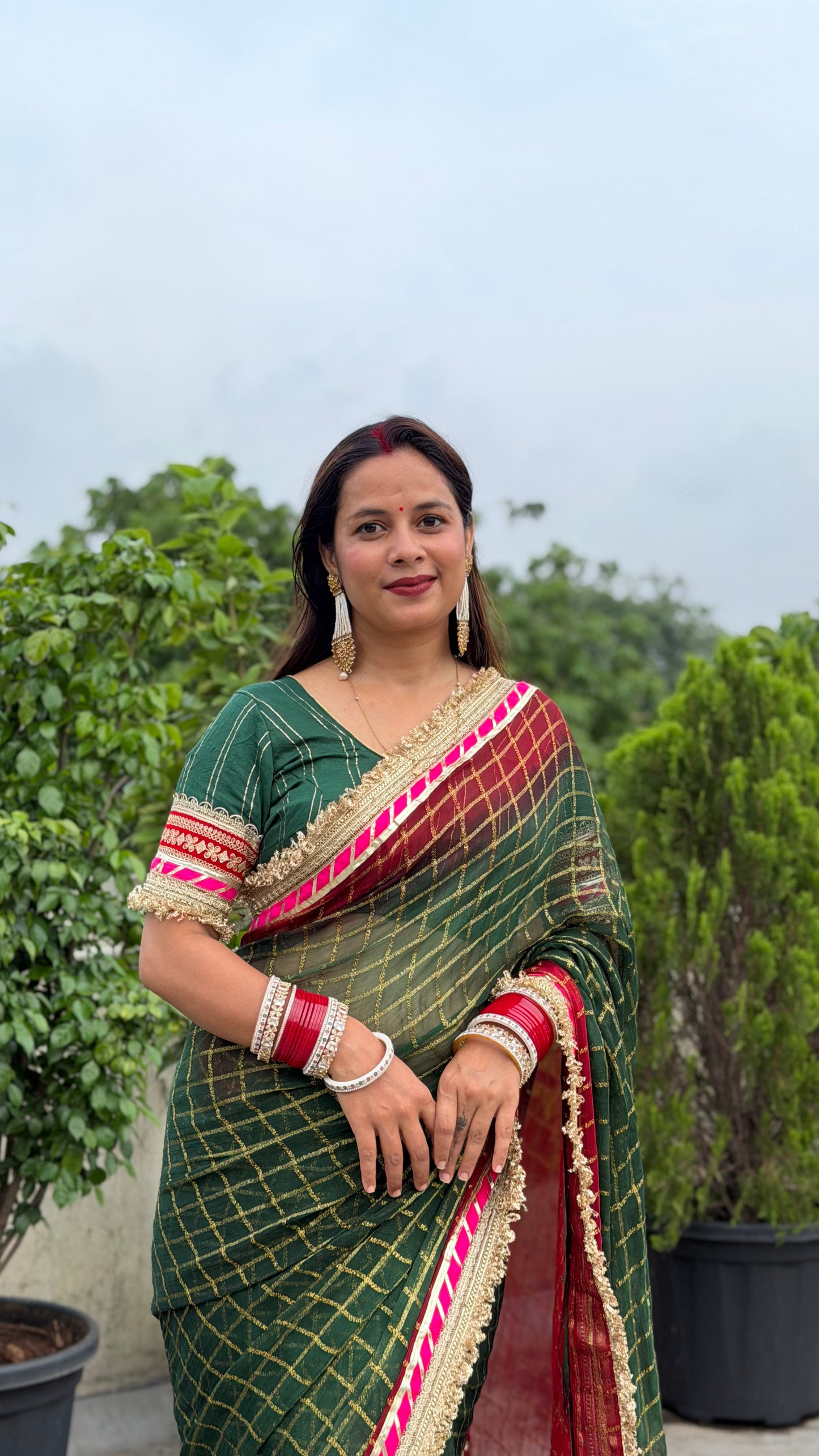 Pure Viscose Green - maroon Colour Ghatchola Saree