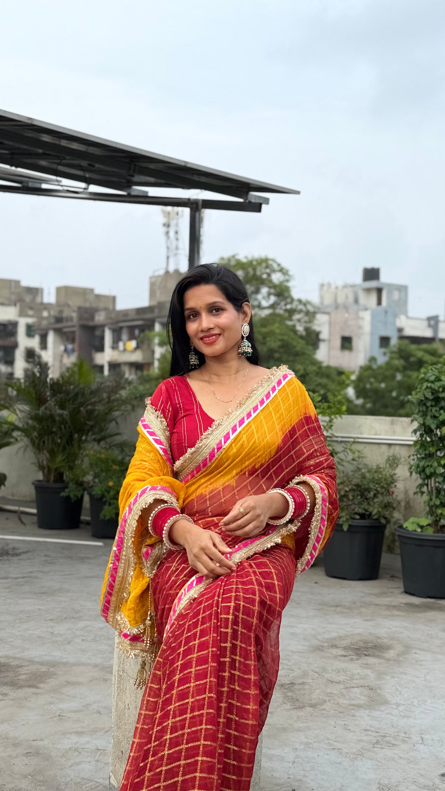 Pure Viscose Yellow - maroon Colour Ghatchola Saree