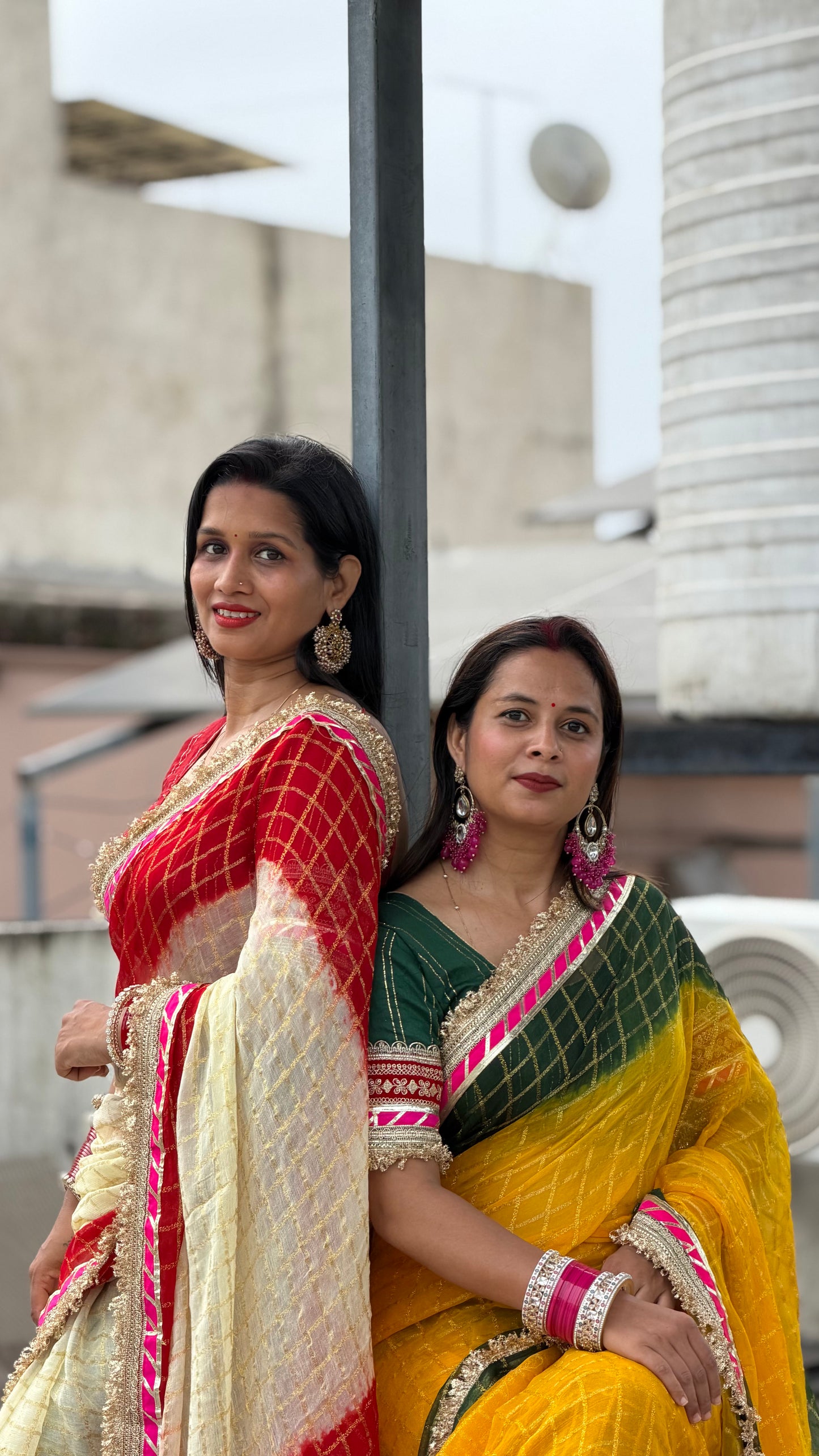 Pure Viscose Yellow - Green Colour Ghatchola Saree