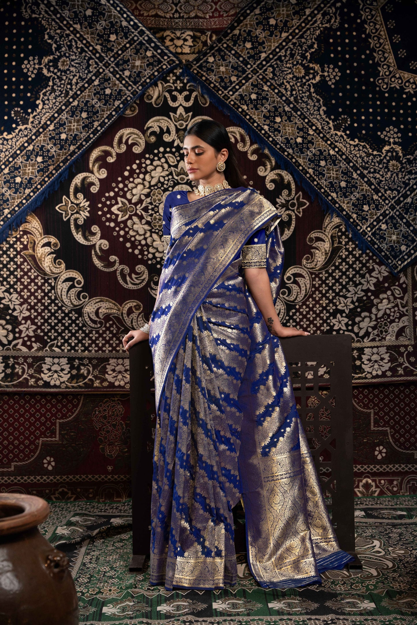 Royal Blue Color Banarasi Silk Saree With Beautiful Zari Woven Design