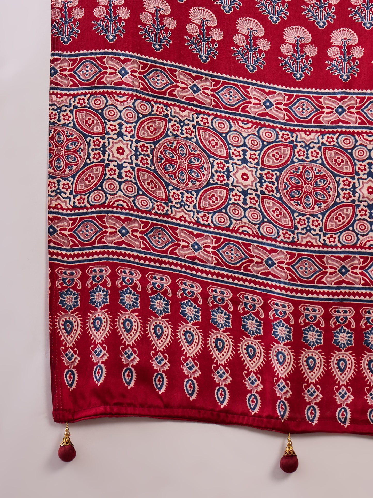Rana Pure Semi Modal Silk Floral Printed red Saree