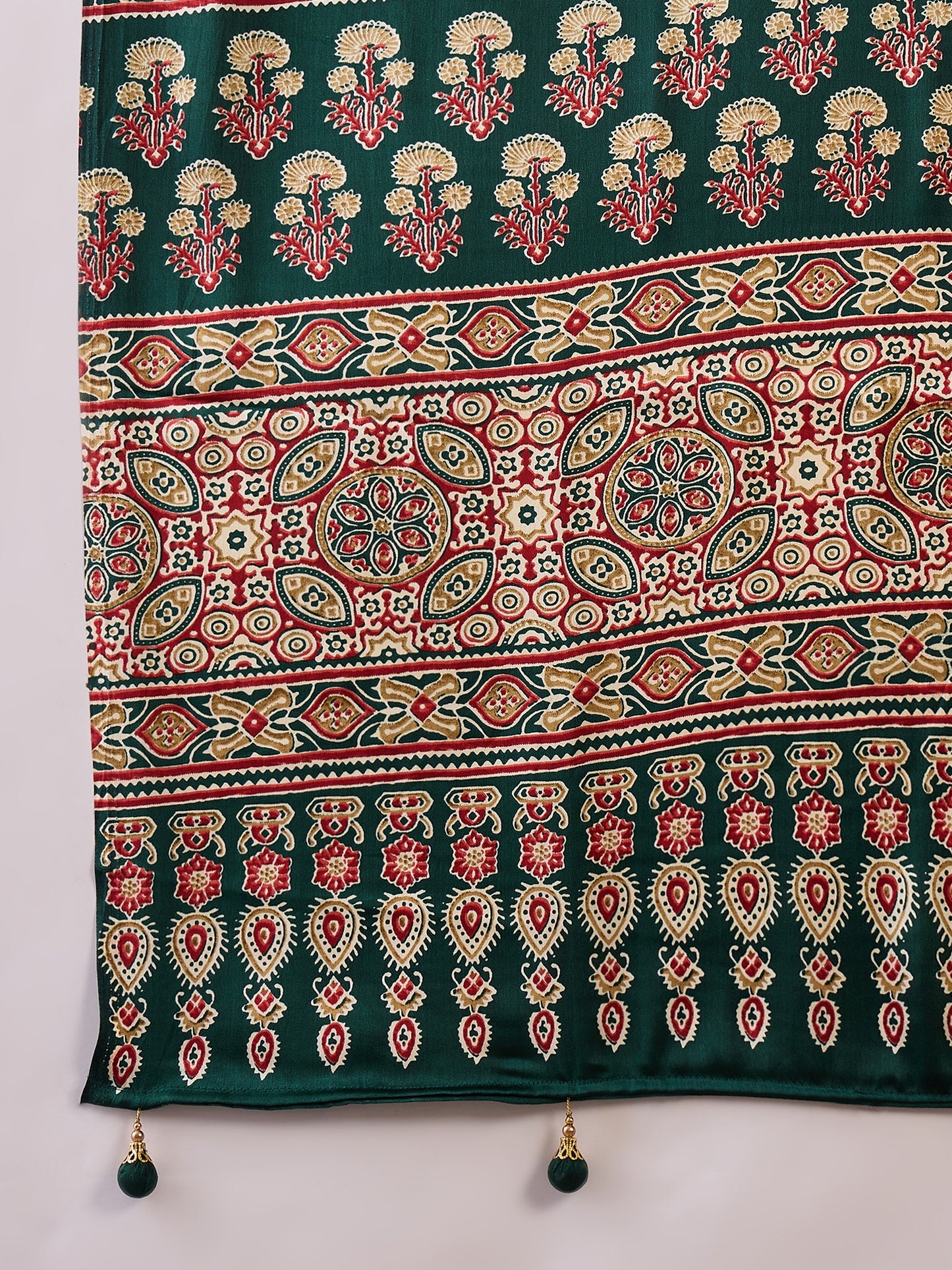 Rana Pure Semi Modal Silk Floral Printed green Saree