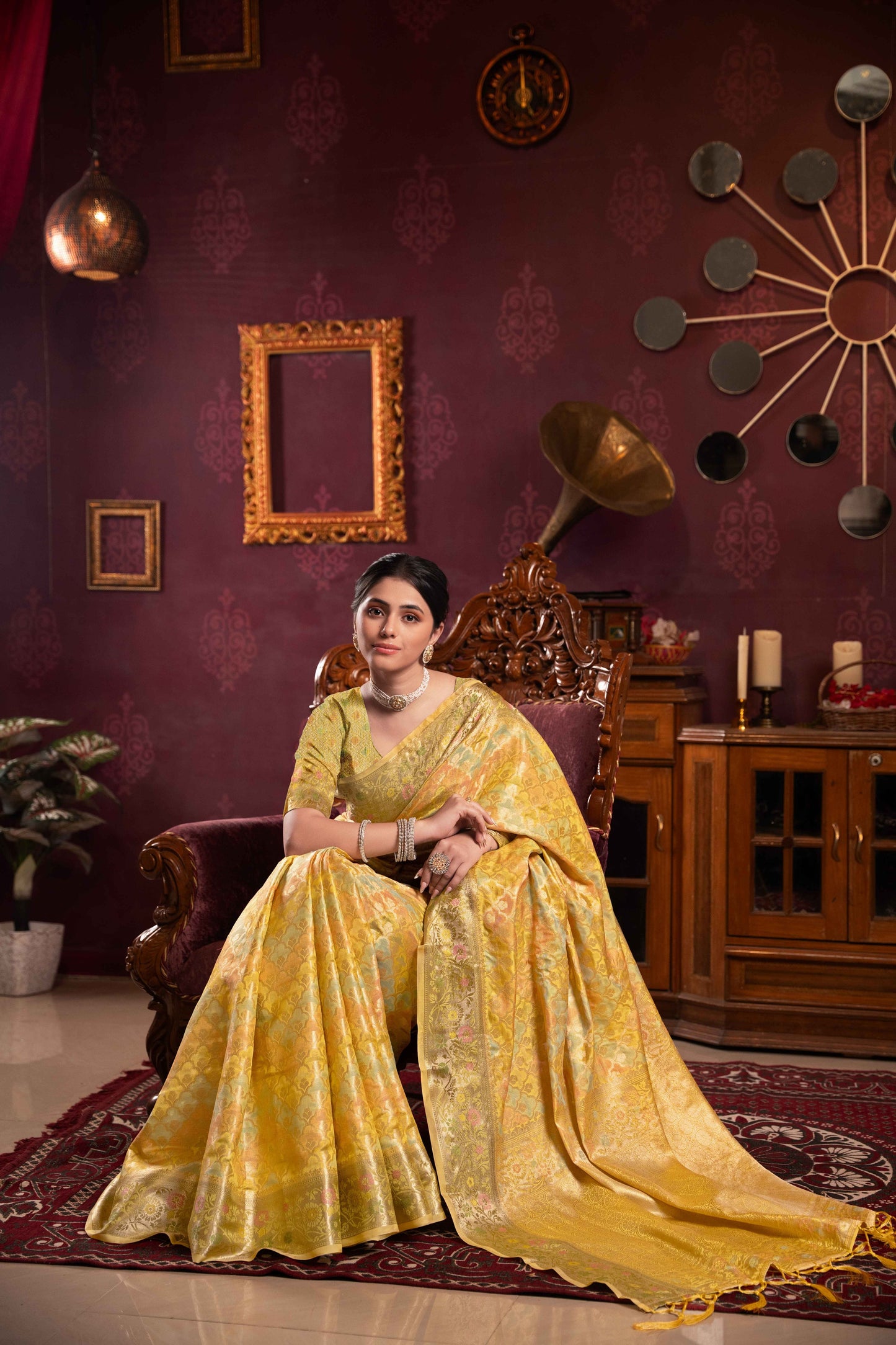 Yellow Color Organza Silk Saree With Beautiful Zari Woven Work