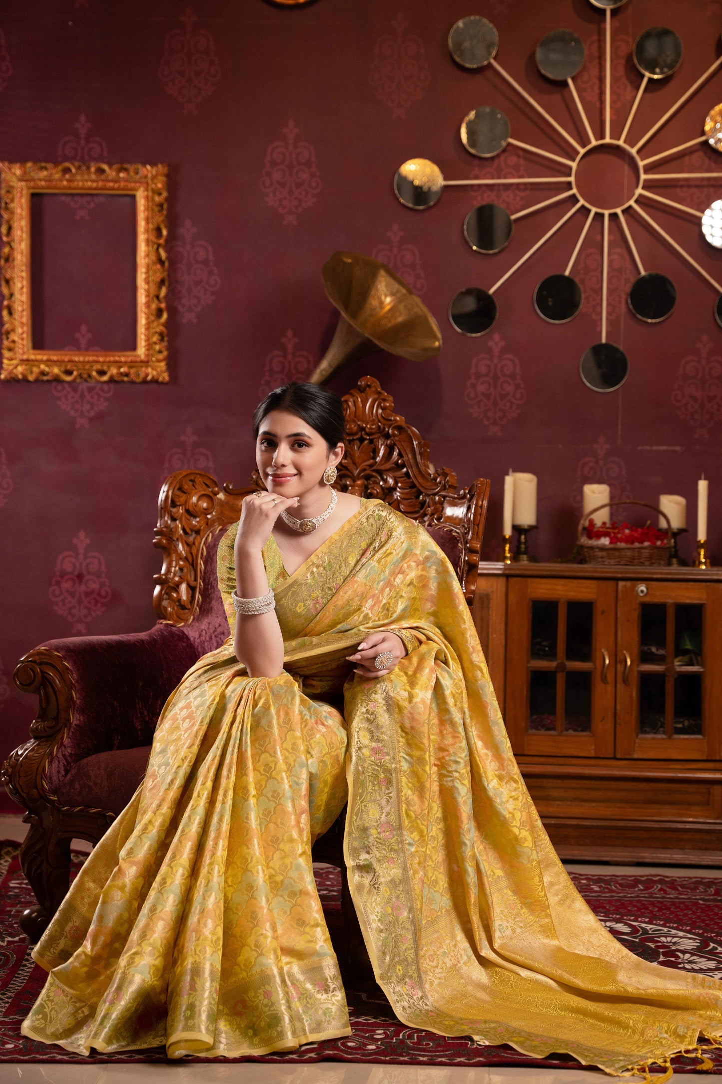 Yellow Color Organza Silk Saree With Beautiful Zari Woven Work