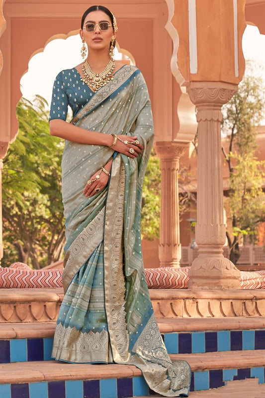 Blazing Multi Color Function Kachhi Silk Saree With Weaving Work