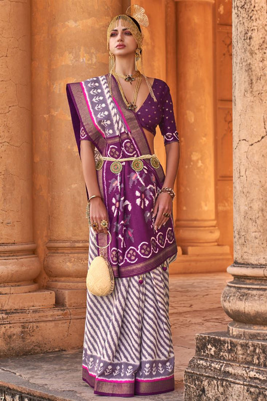 Purple Color Art Silk Fabric Casual Wear Subline Saree