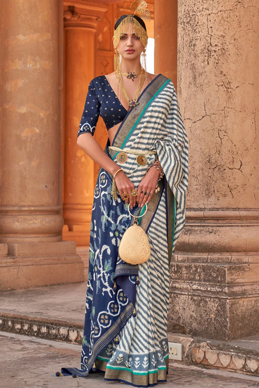 Navy Blue Color Art Silk Fabric Casual Wear Trendy Saree