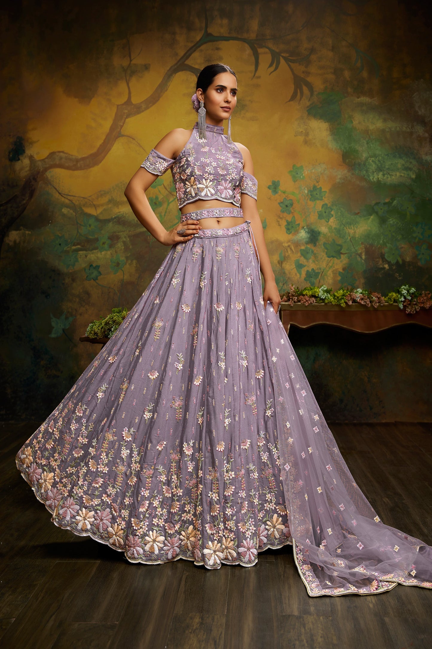 Occasion Wear Lavender Color Sequins Work Lehenga In Georgette Fabric With Designer Blouse