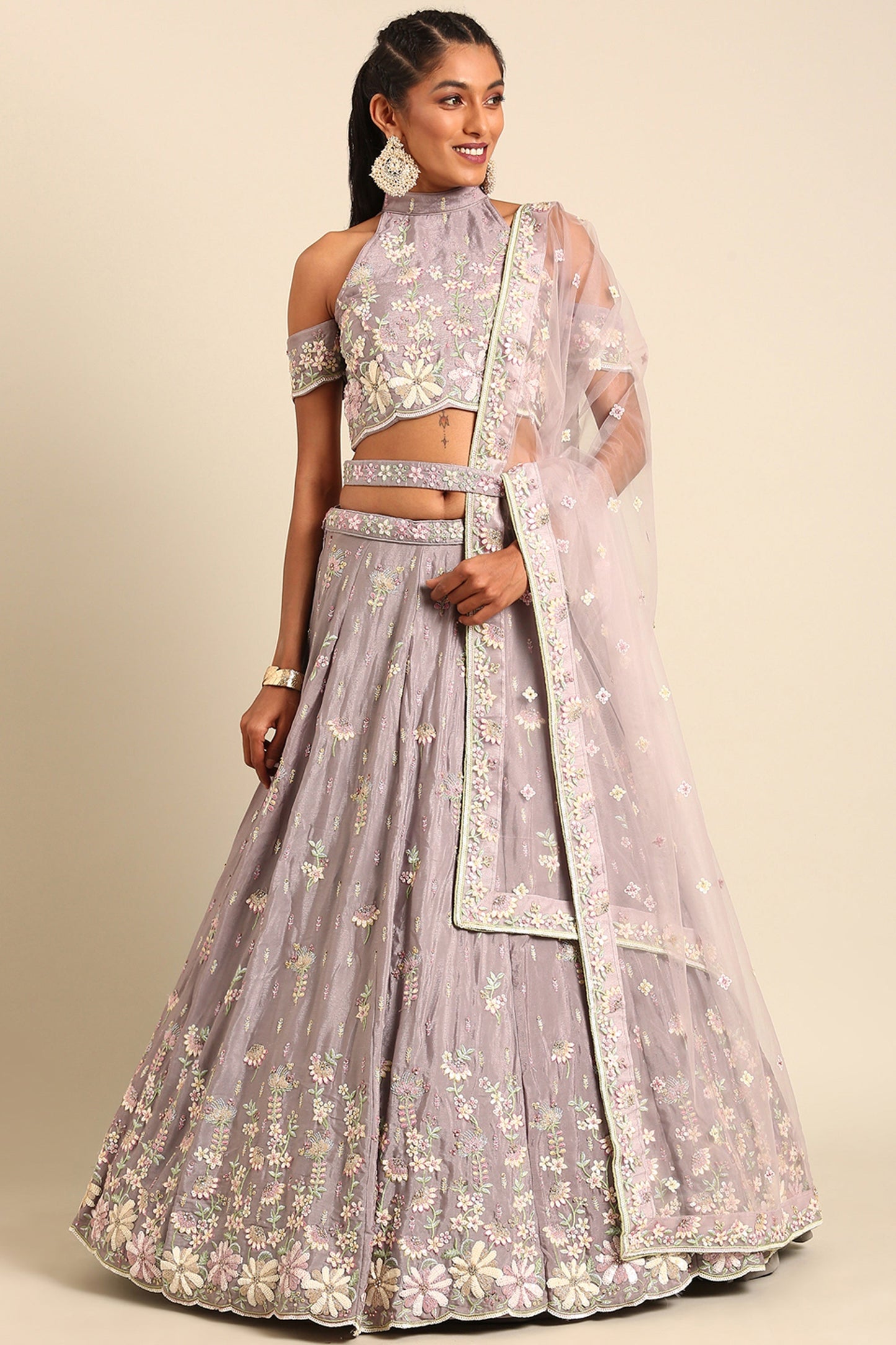 Sequins Work Occasion Wear Lehenga Choli In Lavender Georgette Fabric