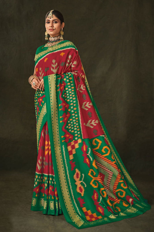 Printed Work On Red Color Art Silk Fabric Princely Saree