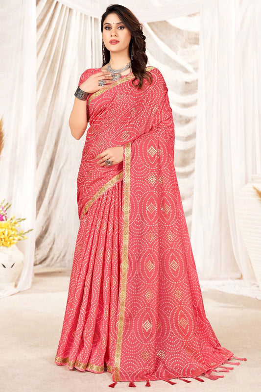 Traditional Art Silk Printed Pink Saree
