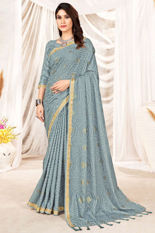 Art Silk Grey Fancy Printed Casual Saree
