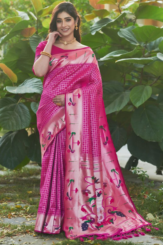 Beauteous Rani Color Weaving Work Paithani Silk Saree