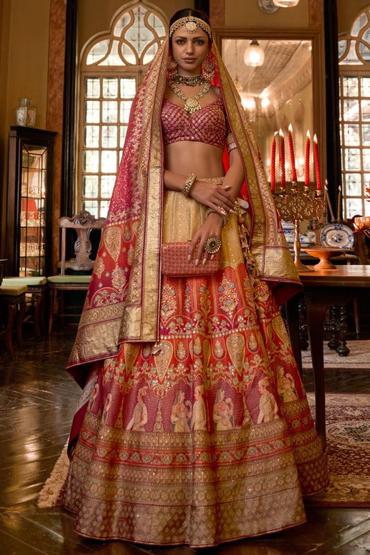 Stunning Orange Color Silk Lehenga For Unforgettable Wedding Moments