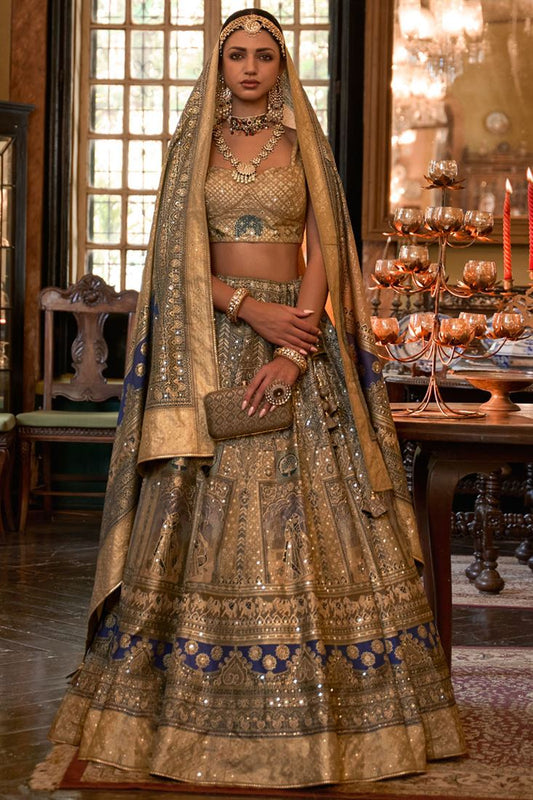 Captivate at Weddings  Navy Blue Color Silk Lehenga