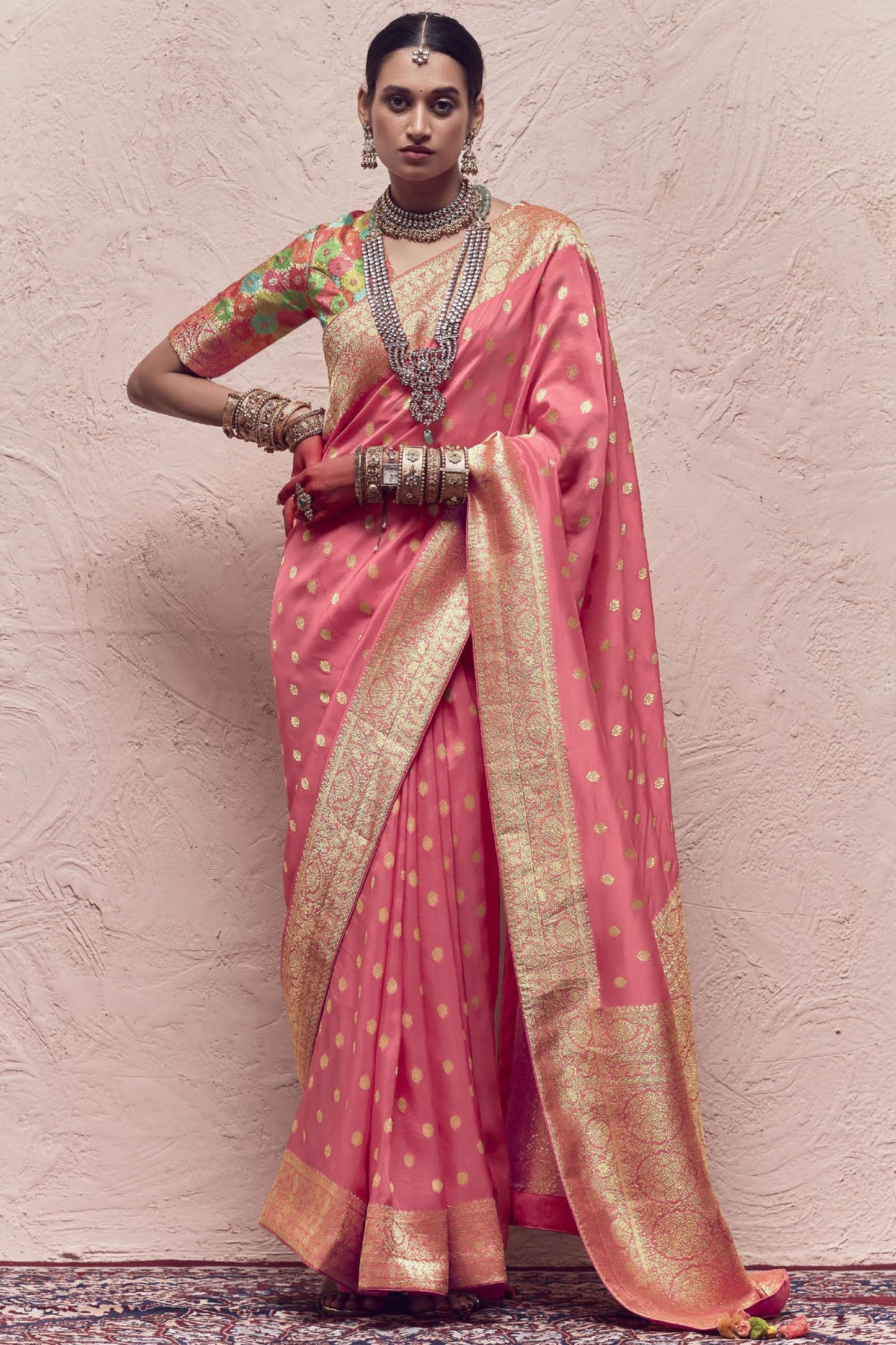 Art Silk Fabric Pink Color Weaving Work Festive Wear Trendy Saree
