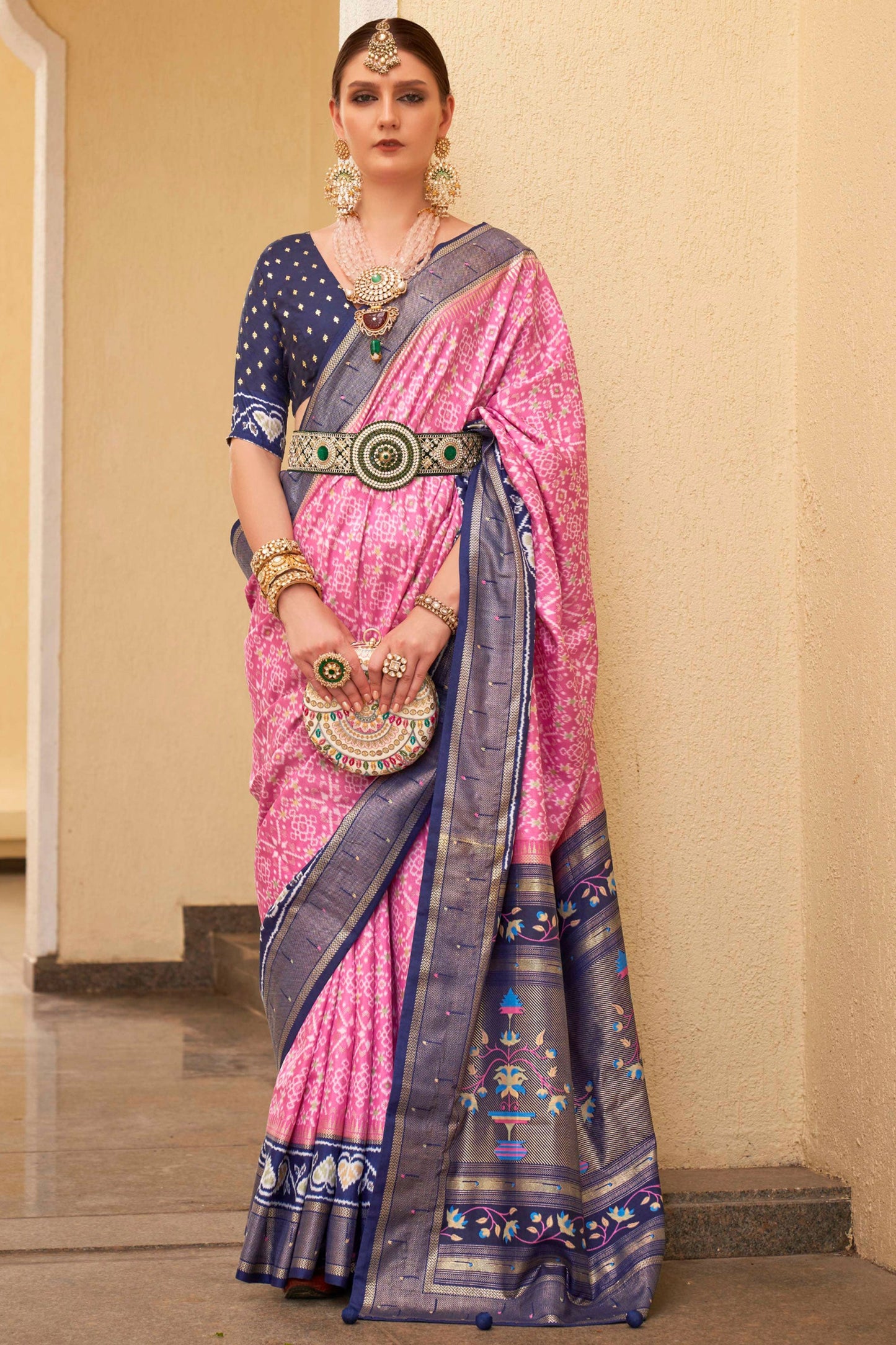 Pink Color Printed Designer Patola Silk Saree
