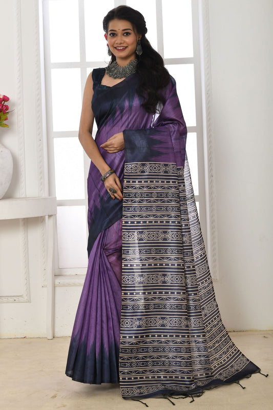 Purple Color Printed Art Silk Fabric Daily Wear Saree