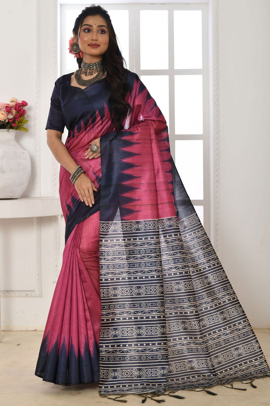 Pink Color Art Silk Fabric Printed Daily Wear Saree