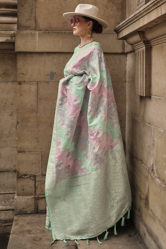 Elegant Multi Color Art Silk Weaving Work Saree