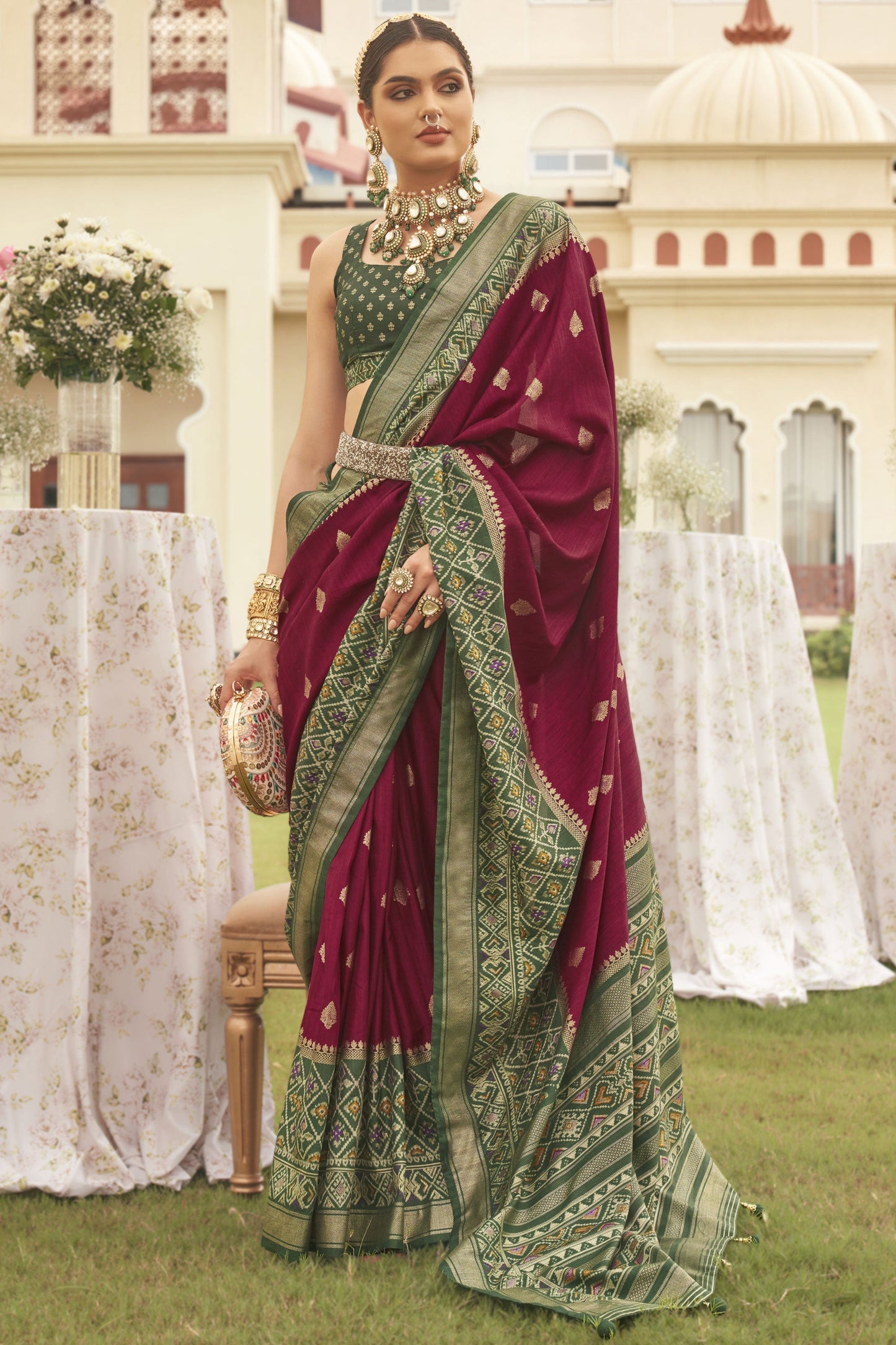 Maroon Patola Silk Fancy Printed Saree