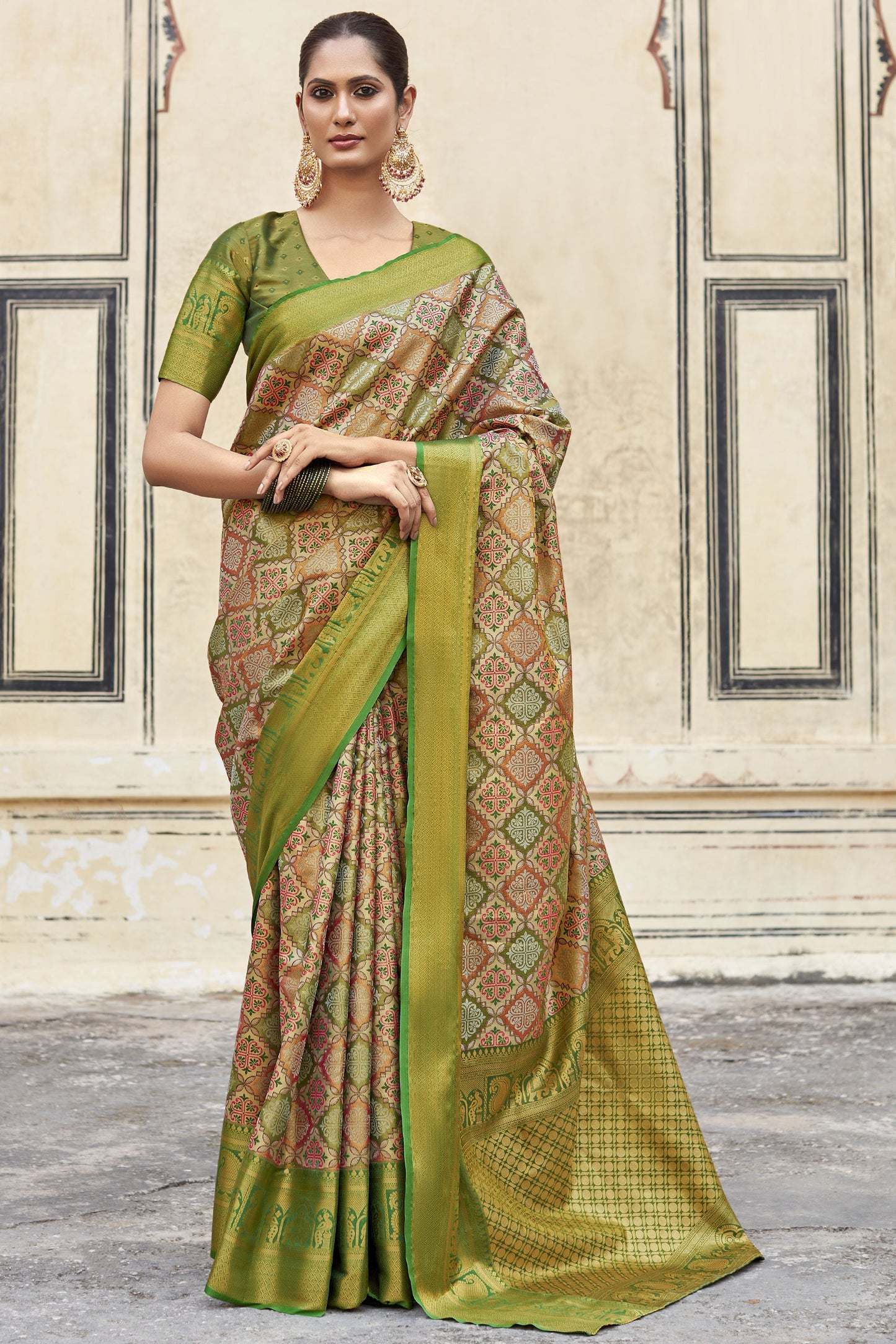 Multi Color Festive Wear Weaving Work Art Silk Fabric Saree