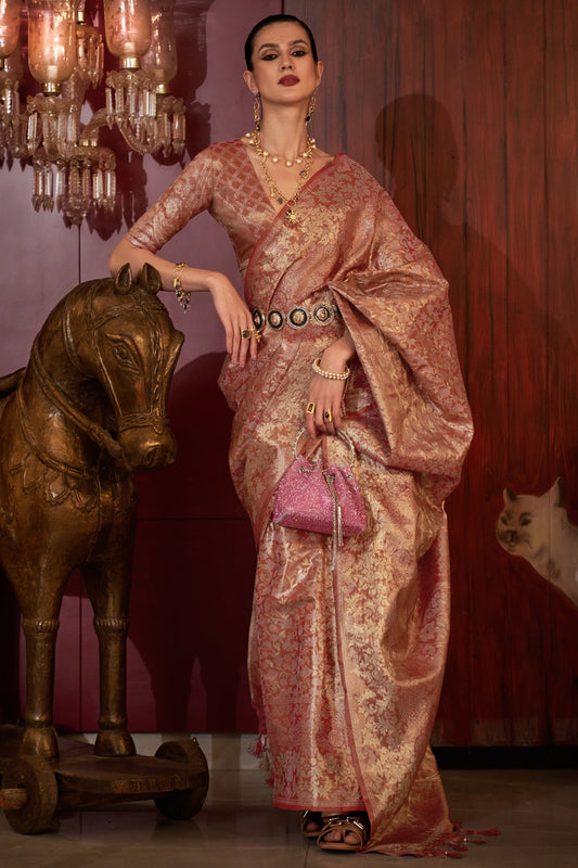 Dazzling Maroon Color Art Silk Fabric Weaving Work Function Wear Fancy Saree With Same Color Blouse