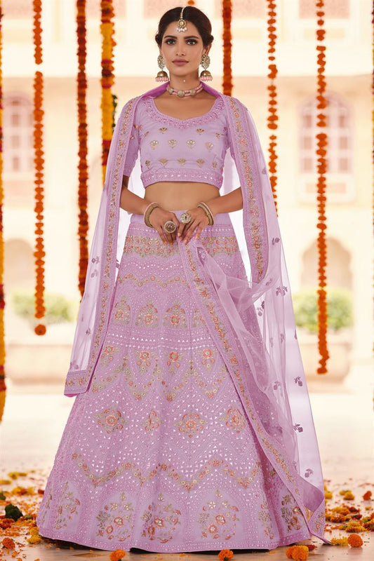 Exclusive Pink Color Wedding Wear Embroidered Work Lehenga Featuring Vartika Singh In Organza Fabric