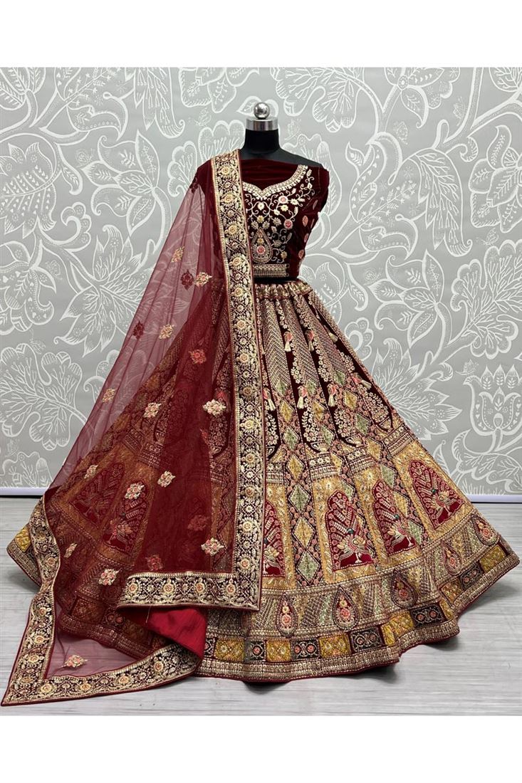 Zari Maroon Trendy Bridal Lehenga Choli