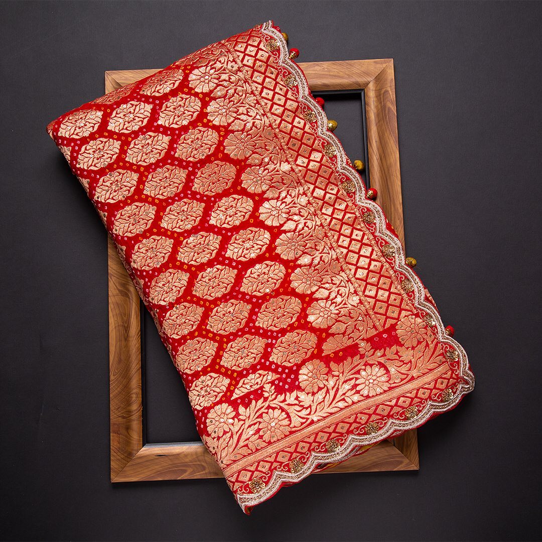 Womens Saree Red Color Banarasi jaquard Saree