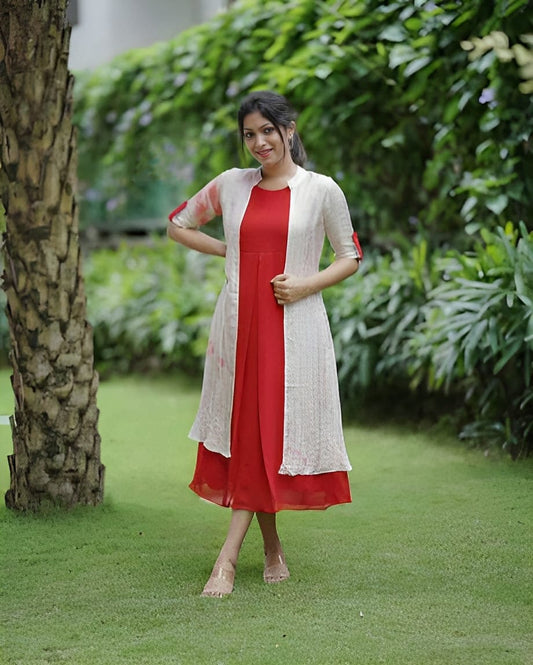 महिलाओं के लिए सिल्क ब्लेंड कुर्ता पलाज़ो सेट