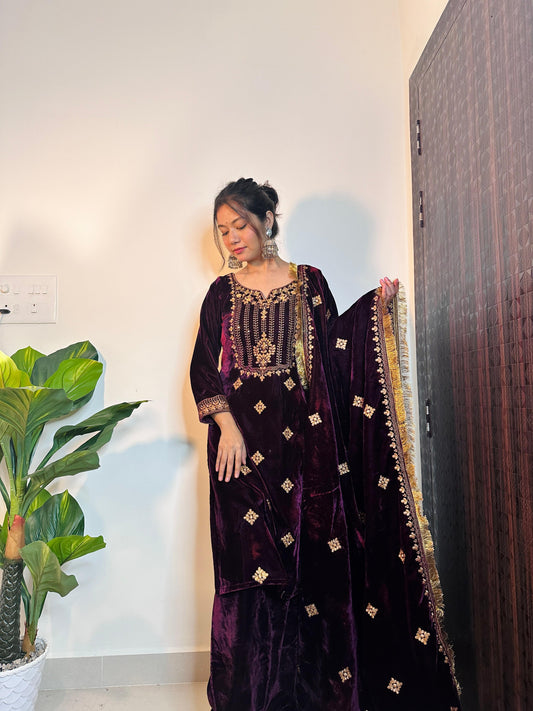 नया डिज़ाइनर पार्टी वियर लुक टॉप प्लाज़ो और दुपट्टा सेट