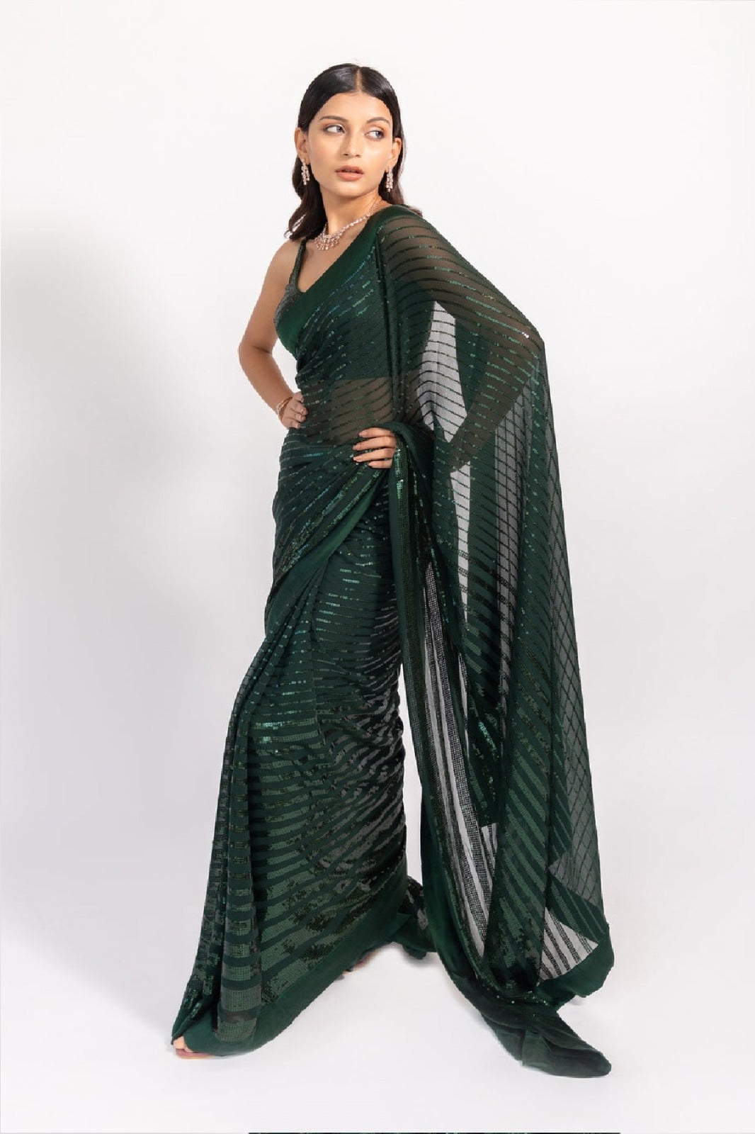 Women  Embellished Georgette Regular Sari with Blouse Piece