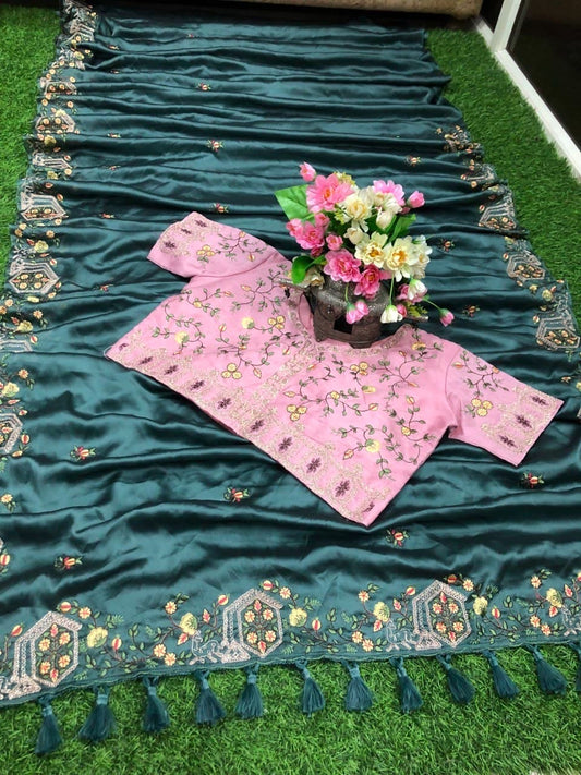 हेवी कसास्तुरी सिल्क गोरगेट साड़ी